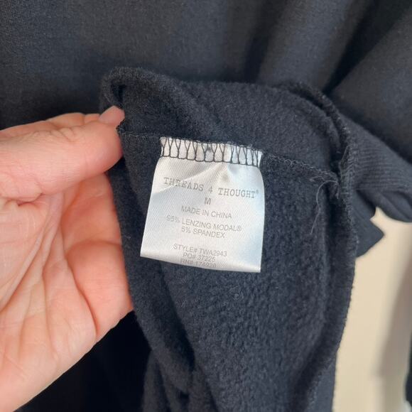 Threads 4 Thought Modal Spandex 3/4 Sleeve Square Neck Basic Top Black Size M - Picture 4 of 9